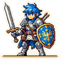 Pixel Blue Knight Sticker