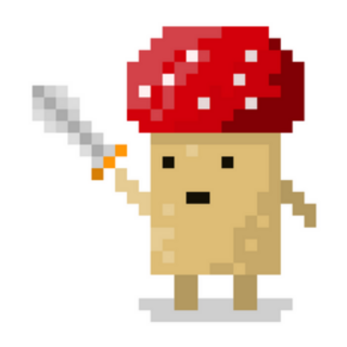 Pixel Character Mushroom With Sword Sticker