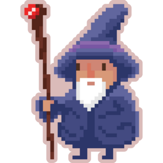 Pixel Cute Wizard Sticker
