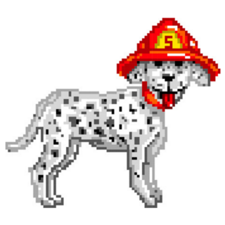Pixel Fire Dalmatian Sticker