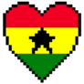 Pixel Ghana Flag Heart Sticker