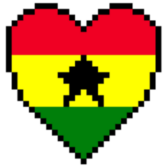 Pixel Ghana Flag Heart Sticker
