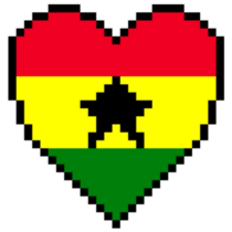 Pixel Ghana Flag Heart Sticker