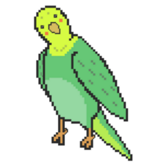 Pixel Green Parakeet Sticker