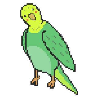 Pixel Green Parakeet Sticker