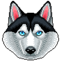 Pixel Husky Face Sticker
