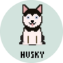 Pixel Husky Lettering Sticker