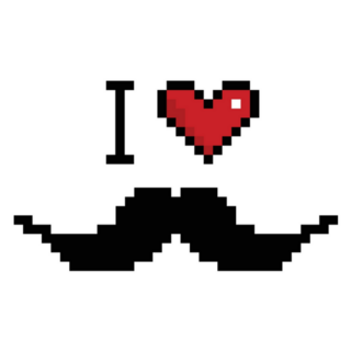 Pixel I Love Mustache Sticker
