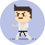Pixel Karate Guy.8 Bit Character Sticker