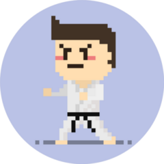 Pixel Karate Guy.8 Bit Character Sticker