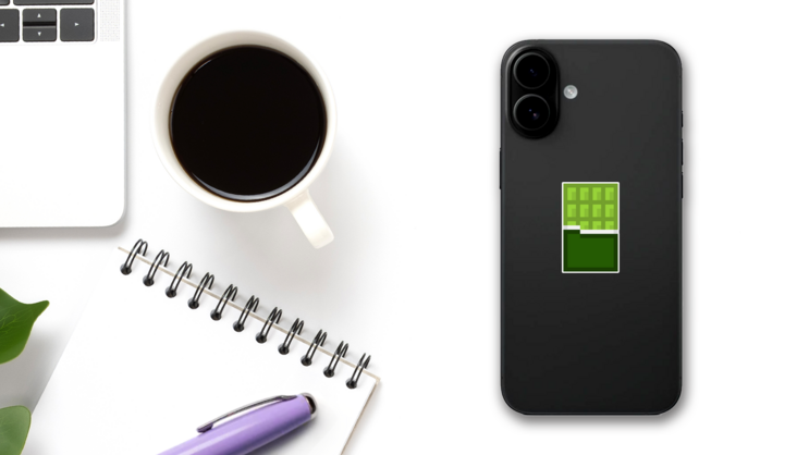 Pixel Matcha Chocolate Sticker on a Phone (New) example