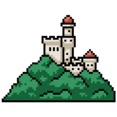 Pixel Mountain Castle Sticker