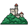 Pixel Mountain Castle Sticker
