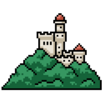 Pixel Mountain Castle Sticker