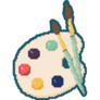 Pixel Palette With Brushes, Art Icon Sticker
