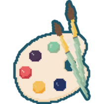 Pixel Palette With Brushes, Art Icon Sticker