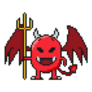 Pixel Red Devil Trident Sticker
