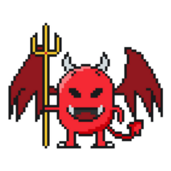 Pixel Red Devil Trident Sticker