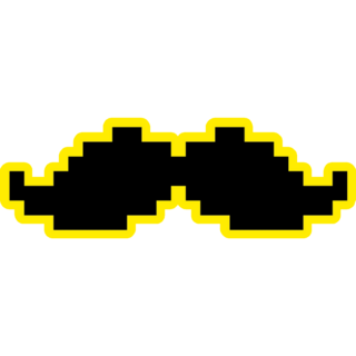 Pixel Yellow Mustache Sticker