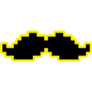 Pixel Yellow Mustache Sticker