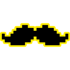 Pixel Yellow Mustache Sticker