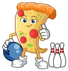 Pizza Bowling Mascot Sticker