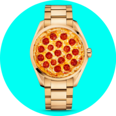 Pizza Clock Watch Art Collage Sticker