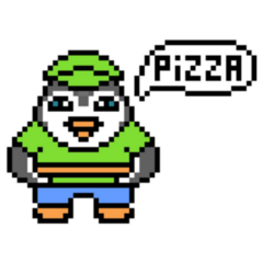 Pizza Delivery Penguin Cartoon Sticker