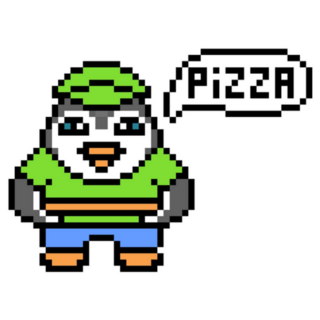 Pizza Delivery Penguin Cartoon Sticker