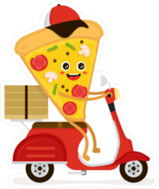Pizza Delivery Slice Scooter Sticker