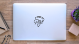 Pizza Lettering Sticker on a Laptop (New) example
