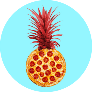 Pizza Pineapple On Blue Sticker