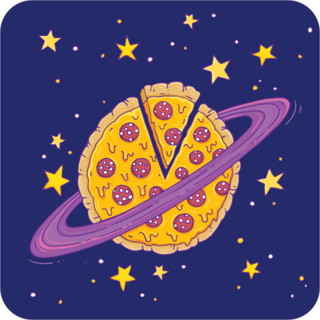 Pizza Planet And Stars Sticker