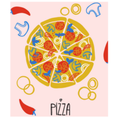 Pizza Poster Illustration Pink Sticker