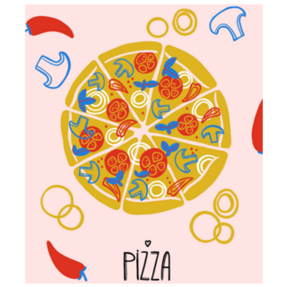 Pizza Poster Illustration Pink Sticker