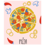 Pizza Poster Illustration Pink Sticker