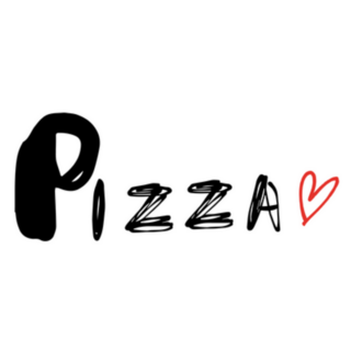 Pizza Stroke Lettering Heart Sticker