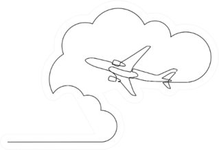 Plane Flying In The Sky Among Clouds Sticker