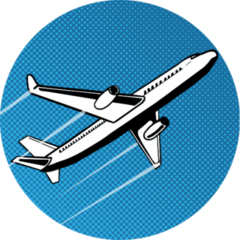 Plane Takes Off Pop Art Style Sticker