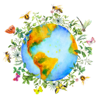 Planet Earth Flowers And Bees Flying Sticker 
