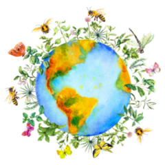 Planet Earth Flowers And Bees Flying Sticker 