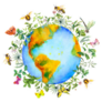 Planet Earth Flowers And Bees Flying Sticker 