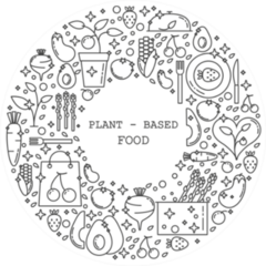 Plant Based Food Doodles Monochrome Sticker