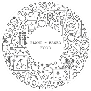 Plant Based Food Doodles Monochrome Sticker