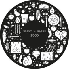 Plant Based Food Doodles White On Black Sticker