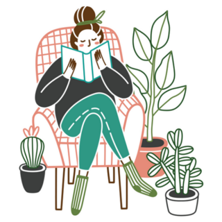 Plant Lady Reading a Book Sticker