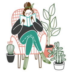 Plant Lady Reading a Book Sticker