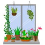 Plants Hanging Above and On a Windowsill Sticker