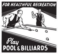 Play Pool And Billiards Retro Art Sticker