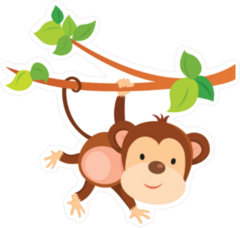 Playful Cartoon Monkey Sticker